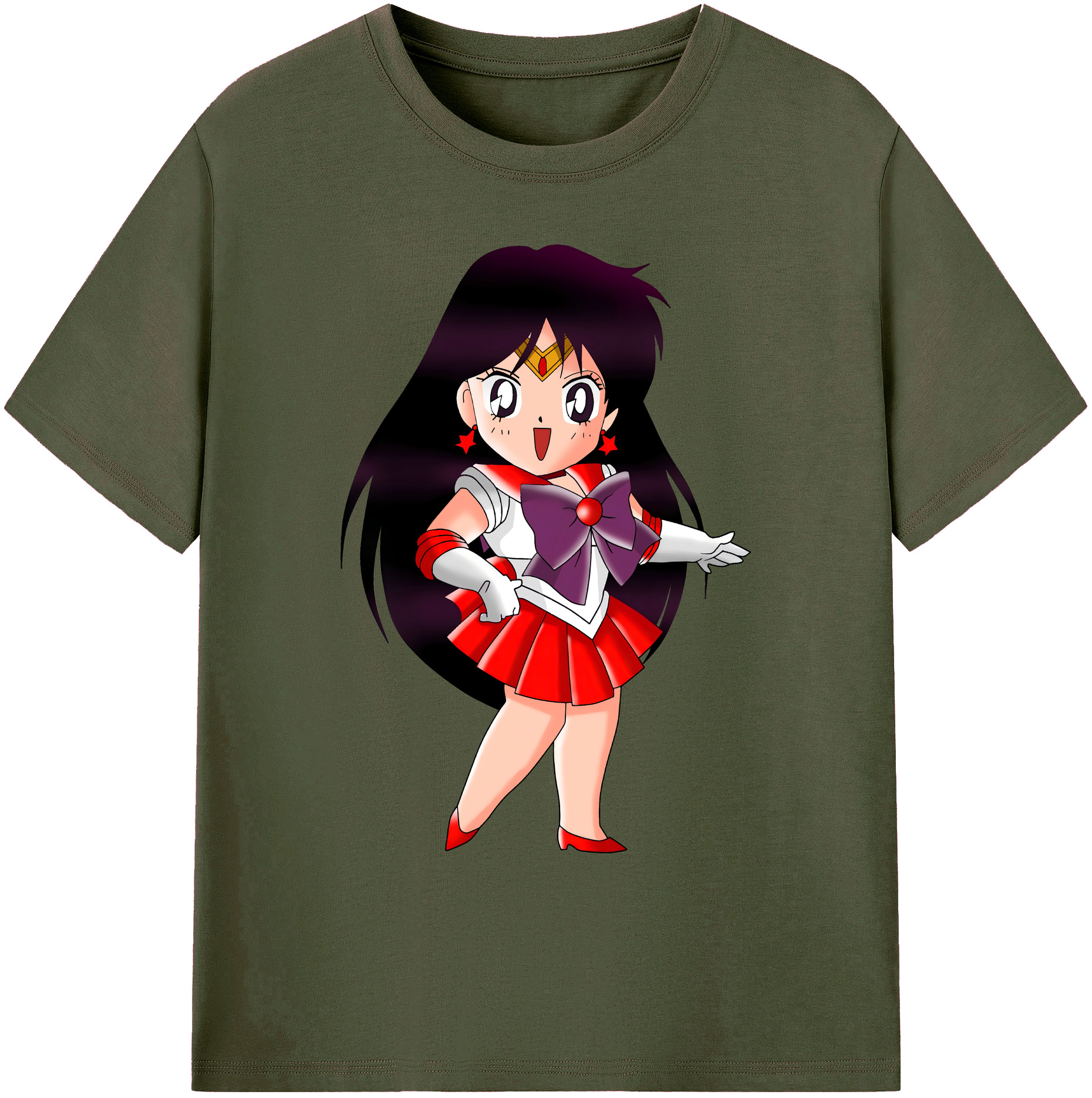 （画像用） 美少女戦士セーラームーン 火野レイ ひの レイ Sailor Moon Hino Rei （セーラーマーズ,Sailor Mars） 綿100％ メンズ半袖Tシャツ｜肌触りやわらか＆通気性